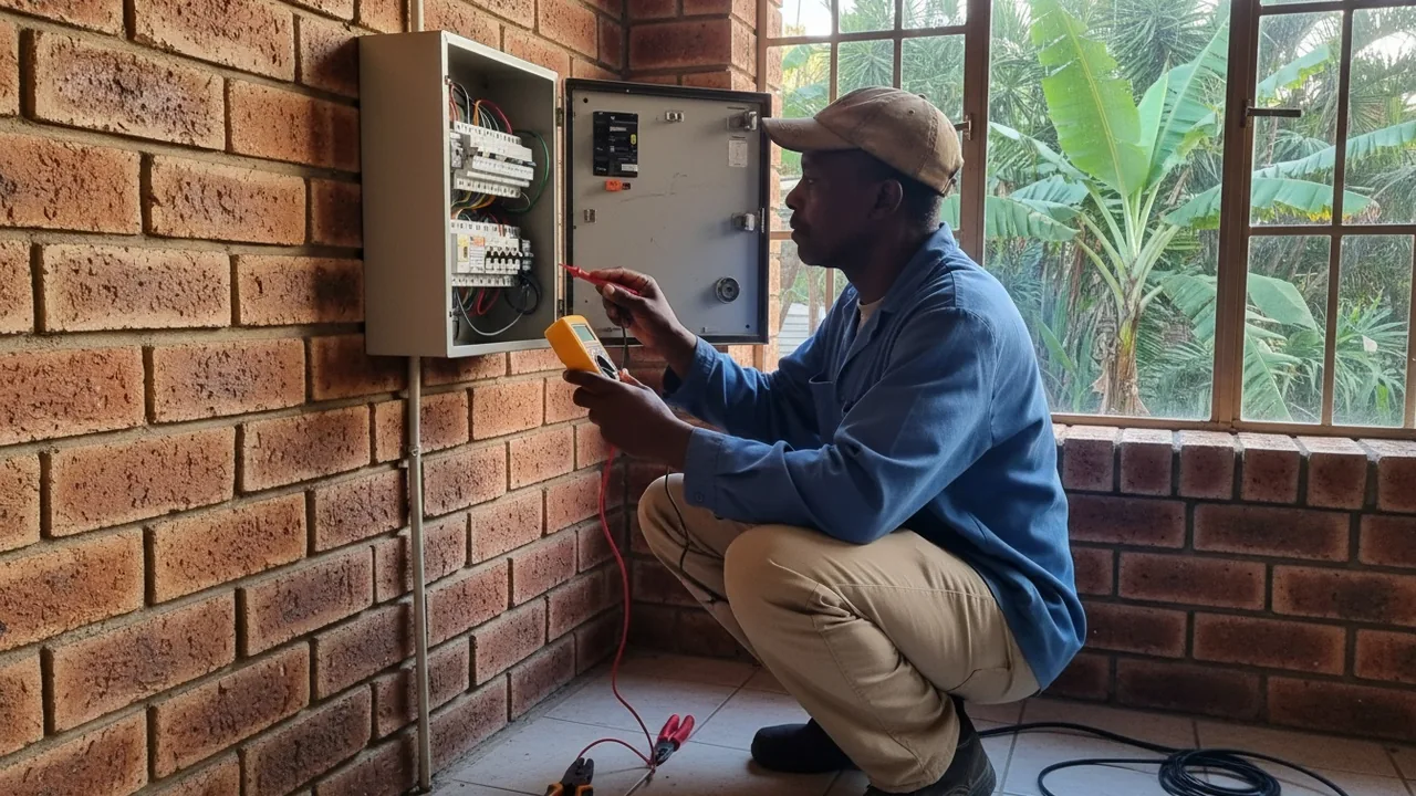 Durban electrician at work on a DB board